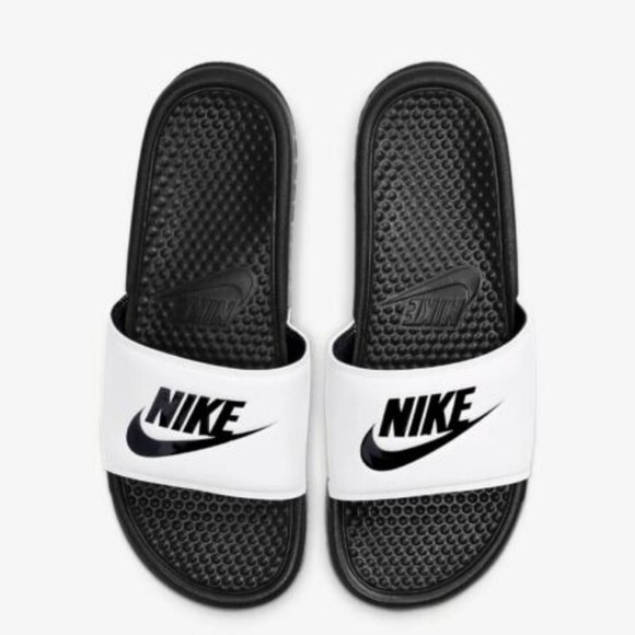NEW Nike Benassi JDI Men\'s Size 343880-100 Black/White Slides Sandals SIZE 10 main image 6